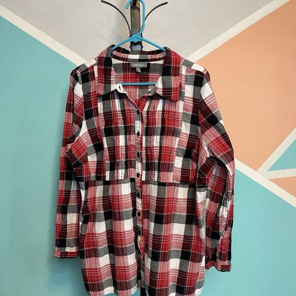 Essentials Womens Plus Sized Plaid Button Down‎ 18/20w 2x - Picture 1 of 6